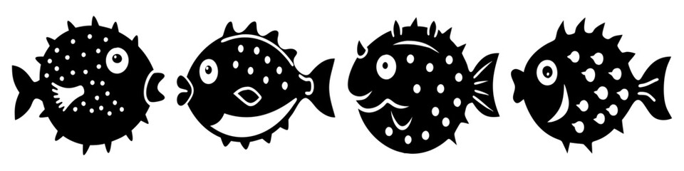 pufferfish icon, pufferfish silhouette vector illustration-simple silhouette illustration of pufferfish, perfect for pufferfish logos and icons