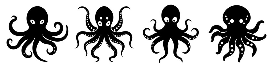octopus icon, octopus silhouette vector illustration-simple silhouette illustration of octopus, perfect for octopus logos and icons © Md