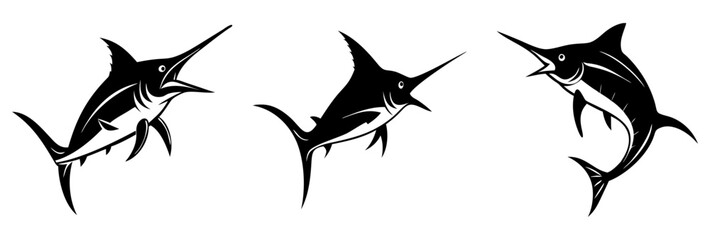 blue marlin icon, blue marlin silhouette vector illustration-simple silhouette illustration of blue marlin, perfect for blue marlin logos and icons