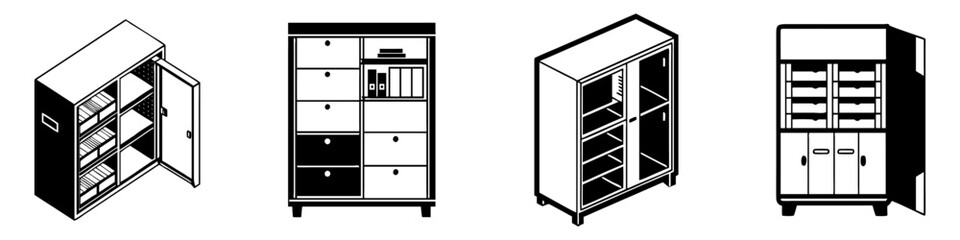 storage cabinet icon, storage cabinet silhouette vector illustration-simple silhouette illustration of storage cabinet, perfect for storage cabinet logos and icons