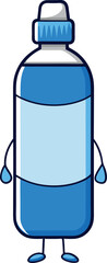 Vector Illustration of a Modern Blue Water Bottle with Droplet Icon for Hydration and Health-Related Designs