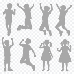 Fun child movement poses captured in silhouette form
