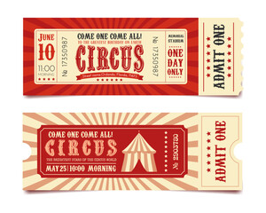 vintage red retro circus ticket, circus pass