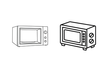 Obraz premium Two Microwave Oven Outline Illustrations Kitchen Appliance Vector Designs
