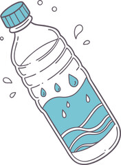 Vector Illustration of a Modern Blue Water Bottle with Droplet Icon for Hydration and Health-Related Designs
