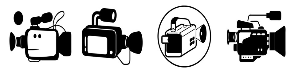 video camera icon, video camera silhouette vector illustration-simple silhouette illustration of video camera, perfect for video camera logos and icons