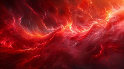 An abstract swirl of vibrant red and orange hues creating a fiery, dynamic background.