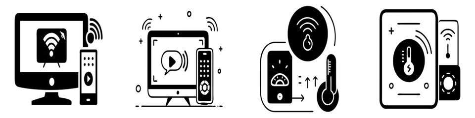 smart thermostat icon, smart thermostat silhouette vector illustration-simple silhouette illustration of smart thermostat, perfect for smart thermostat logos and icons