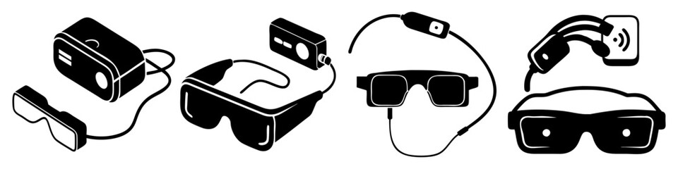 smart glasses charger icon, smart glasses charger silhouette vector illustration-simple silhouette illustration of smart glasses charger, perfect for smart glasses charger logos and icons