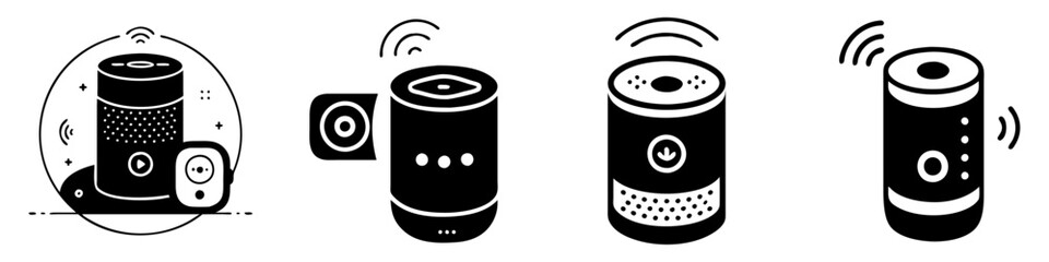 smart home speaker icon, smart home speaker silhouette vector illustration-simple silhouette illustration of smart home speaker, perfect for smart home speaker logos and icons