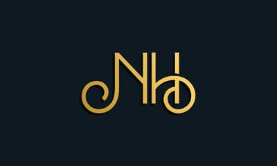 Luxury fashion initial letter NH logo.