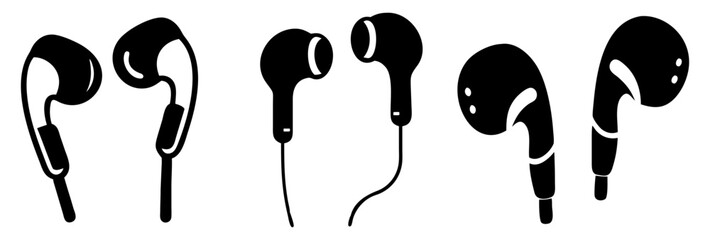 earbuds icon, earbuds silhouette vector illustration-simple silhouette illustration of earbuds, perfect for earbuds logos and icons
