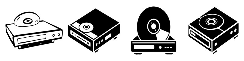 Obraz premium cd dvd player icon, cd dvd player silhouette vector illustration-simple silhouette illustration of cd dvd player, perfect for cd dvd player logos and icons