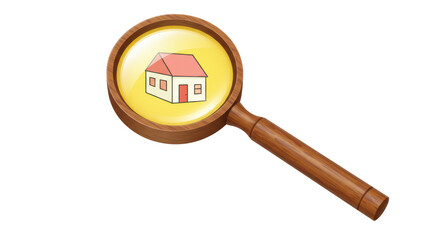 Isolated Magnifying Glass with House