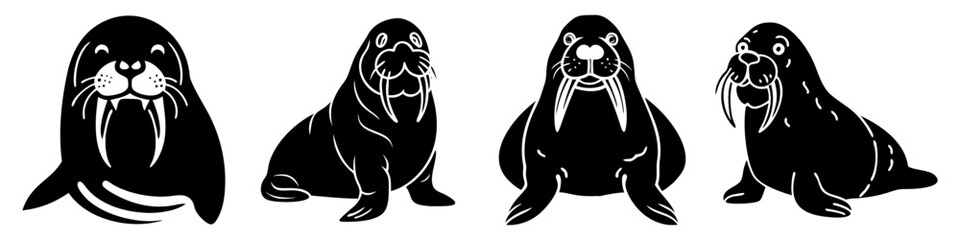 walrus icon, walrus silhouette vector illustration-simple silhouette illustration of walrus, perfect for walrus logos and icons