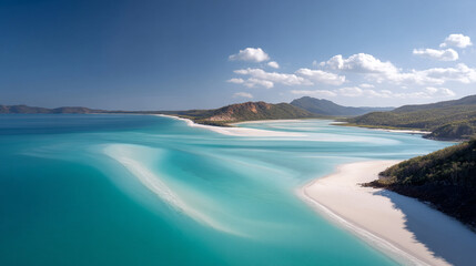 Obraz premium Aerial view of whitehaven beach australia queensland whitsunday islands turquoise ocean travel destination