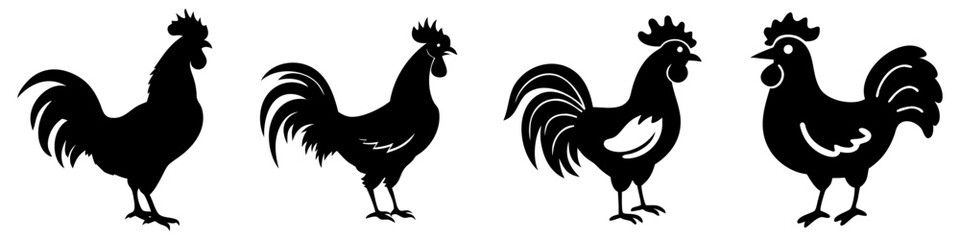 rooster icon, rooster silhouette vector illustration-simple silhouette illustration of rooster, perfect for rooster logos and icons