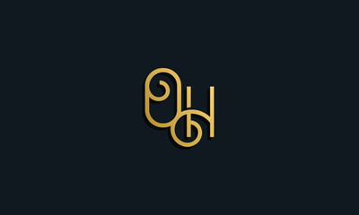 Luxury fashion initial letter OH logo.