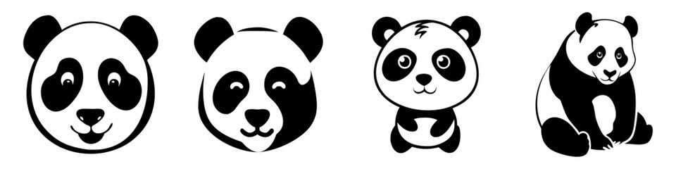 panda icon, panda silhouette vector illustration-simple silhouette illustration of panda, perfect for panda logos and icons