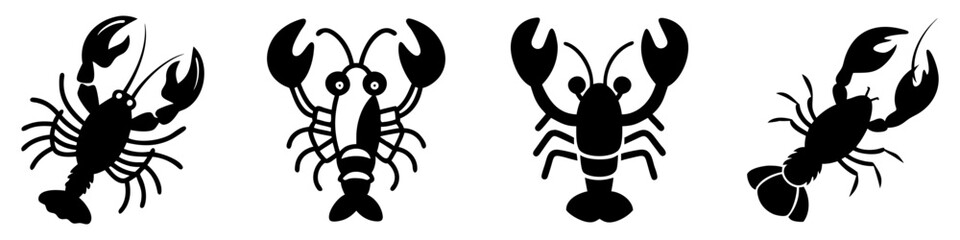 lobster icon, lobster silhouette vector illustration-simple silhouette illustration of lobster, perfect for lobster logos and icons