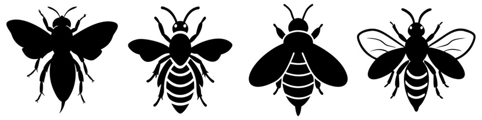 Obraz premium honeybee icon, honeybee silhouette vector illustration-simple silhouette illustration of honeybee, perfect for honeybee logos and icons