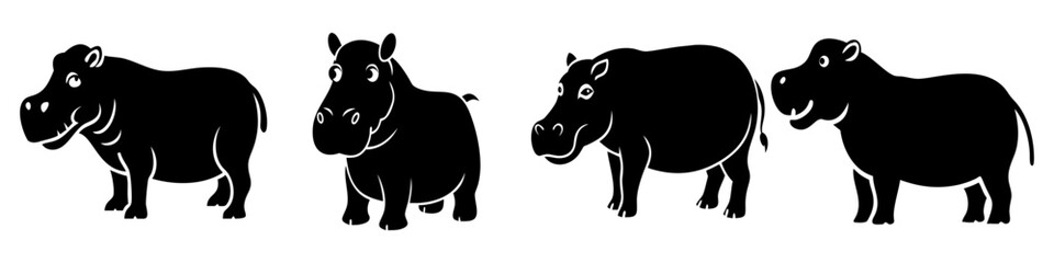 hippo icon, hippo silhouette vector illustration-simple silhouette illustration of hippo, perfect for hippo logos and icons
