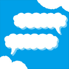 ちぎり絵のようにジワジワ滲んだラフなアウトラインの白い雲のようなフキダシ・フレームシリーズ。セリフや名札（ネーム）やワッペンに。ベクター素