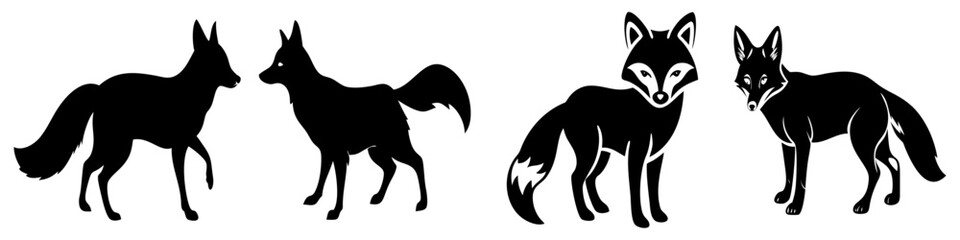 fox icon, fox silhouette vector illustration-simple silhouette illustration of fox, perfect for fox logos and icons