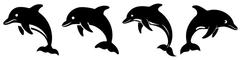 dolphin icon, dolphin silhouette vector illustration-simple silhouette illustration of dolphin, perfect for dolphin logos and icons