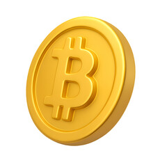 golden bitcoin crypto currency coin on a transparent background