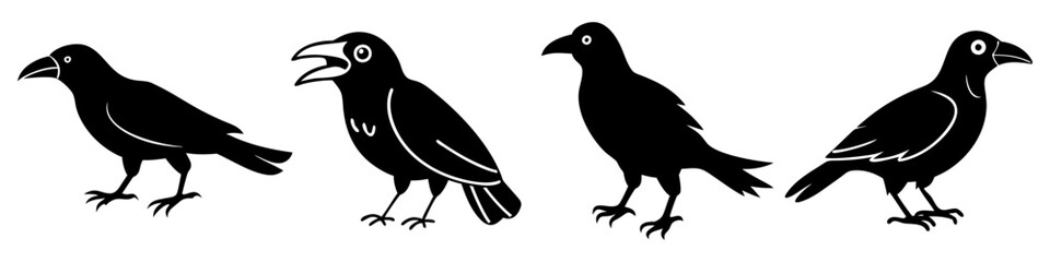 crow icon, crow silhouette vector illustration-simple silhouette illustration of crow, perfect for crow logos and icons
