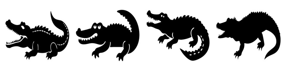 crocodile icon, crocodile silhouette vector illustration-simple silhouette illustration of crocodile, perfect for crocodile logos and icons