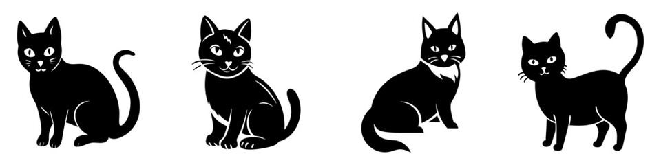 cat icon, cat silhouette vector illustration-simple silhouette illustration of cat, perfect for cat logos and icons