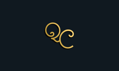 Luxury fashion initial letter QC logo.