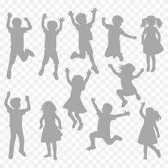 Obraz premium Playful silhouettes of energetic and cheerful kids in silhouette