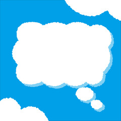 ちぎり絵のようにジワジワ滲んだラフなアウトラインの白い雲のようなフキダシ・フレームシリーズ。セリフや名札（ネーム）やワッペンに。ベクター素