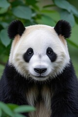 Obraz premium panda bear with black and white fur and black ears and black nose