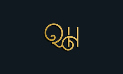 Luxury fashion initial letter QH logo.