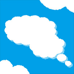 ちぎり絵のようにジワジワ滲んだラフなアウトラインの白い雲のようなフキダシ・フレームシリーズ。セリフや名札（ネーム）やワッペンに。ベクター素