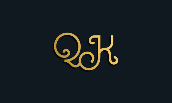 Luxury fashion initial letter QK logo.