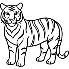Minimalist Tiger Vector Design with Line Art on White Background
