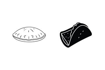 Taco And Empanada Culinary Icons Food Vector Illustration Delicious Meal