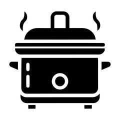 Printable Electric Steamer Vector Icon – Black and White Silhouette