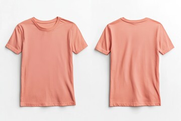 Casual short sleeve t-shirt in pastel pink color displayed from front and back angles for online retail showcase