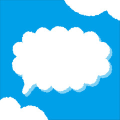 ちぎり絵のようにジワジワ滲んだラフなアウトラインの白い雲のようなフキダシ・フレームシリーズ。セリフや名札（ネーム）やワッペンに。ベクター素