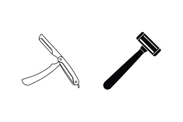 Straight Razor And Safety Razor Vector Illustration For Shaving And Grooming