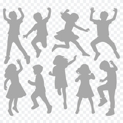 Obraz premium Children silhouette set full of life and silhouette motion