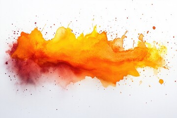Fototapeta premium Bright Yellow and Orange Watercolor Splashes on White Background Abstract Art