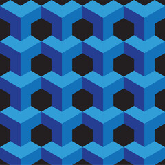 Abstract blue extruded voronoi blocks background. Minimal light clean corporate wall. 3D geometric surface illustration. Polygonal elements displacement