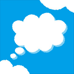 ちぎり絵のようにジワジワ滲んだラフなアウトラインの白い雲のようなフキダシ・フレームシリーズ。セリフや名札（ネーム）やワッペンに。ベクター素